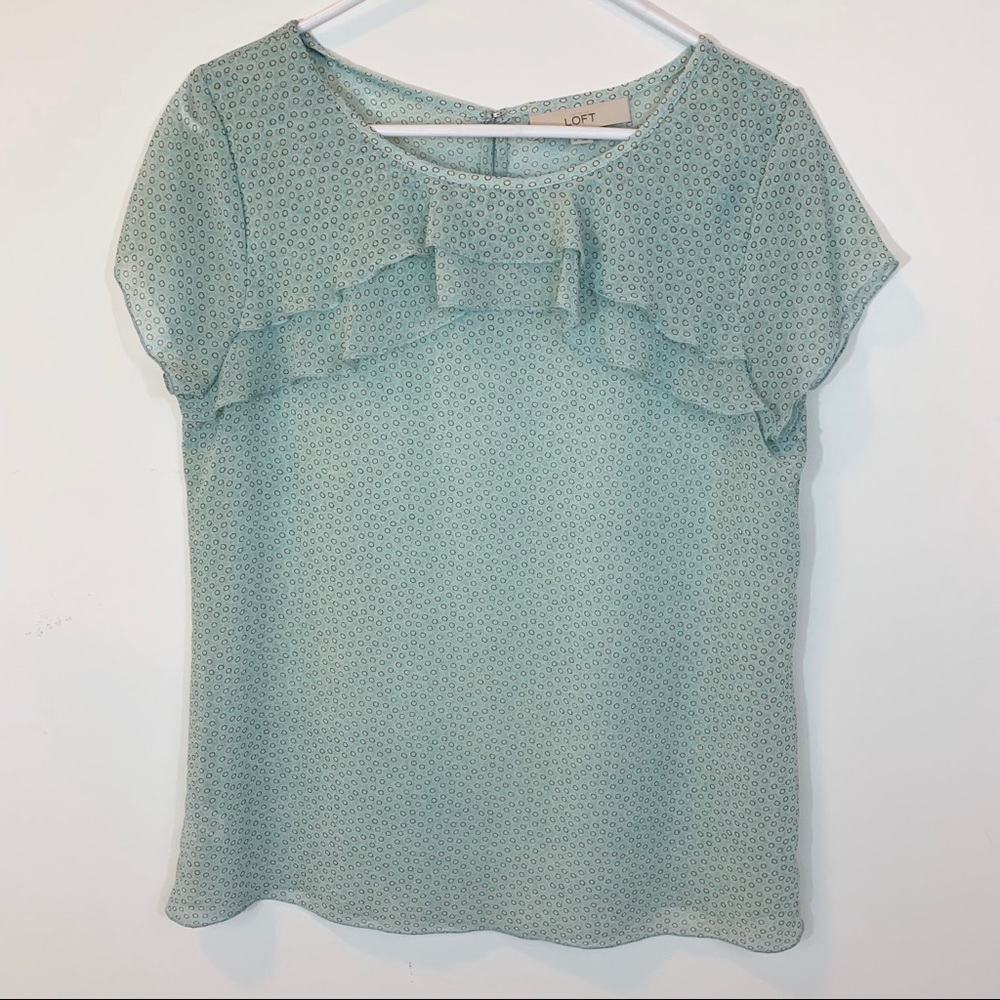 🔥final sale🔥 LOFT teal patterned chiffon Blouse